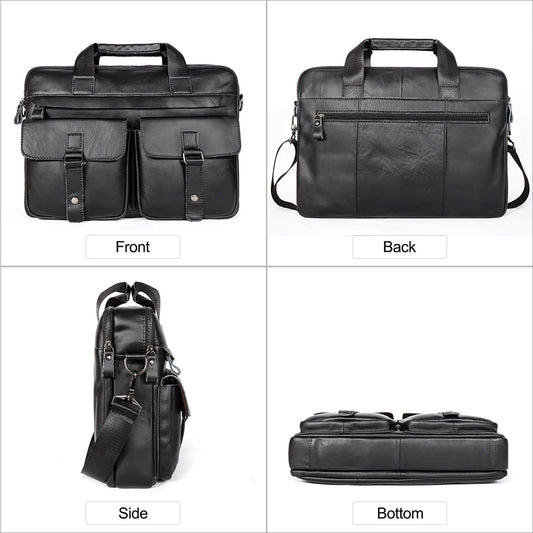 JOYIR Genuine Leather Men's Briefcases 15.6" Laptop Bag Office Bags for Men Document Business Shoulder Messenger Bag Handbag