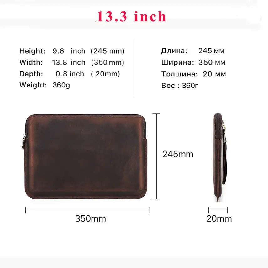 Laptop Briefcase Men For Macbook Air Pro 13 14 15 inch Cowhide Handbag Sleeve Tablet Pouch Case Lenovo Thinkpad Matebook Funda
