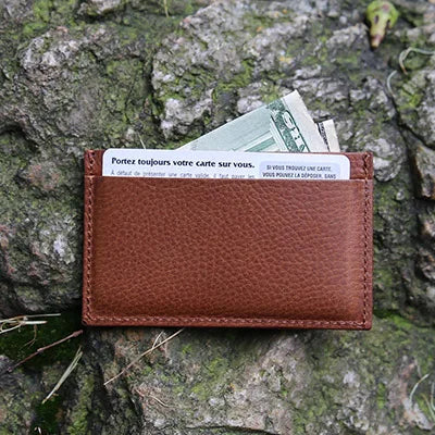 Leather Card Holder Men Minimalist Wallet Vegetable Tanned Leather Case For Cards Custom Gift Dropship