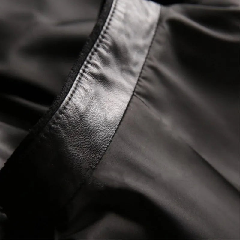 Men's Genuine Sheepskin Leather Jacket Casual Stand Collar Male Coat Leisure Spring Autumn Wear
