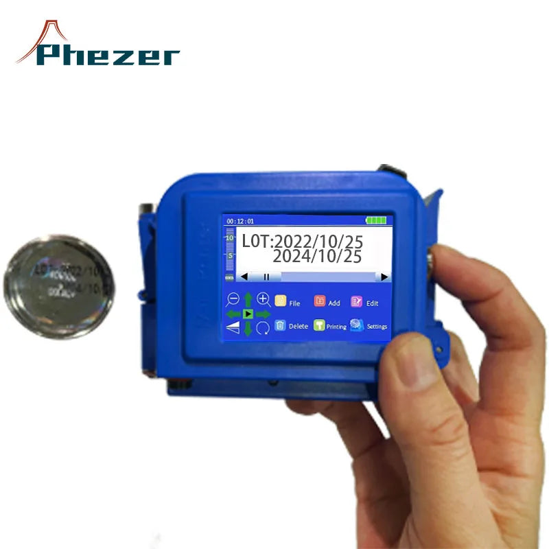 Phezer Mini Handheld Inkjet Printer Expire Date Stamp Coding Machine for Sale Provided Hand Held Inkjet Printer TIJ Printer 12.7