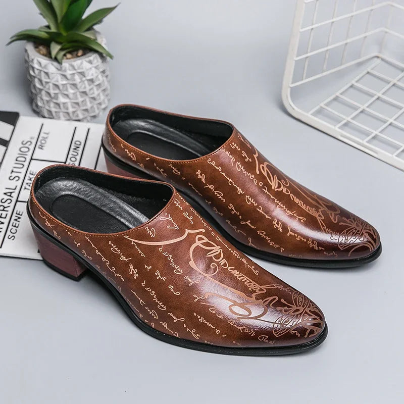 Men's Shoes High Quality Leather Casual Slippers Men Baotou Slippers Classic Slip-On Loafers Casual Leather Shoes Zapatos Hombre