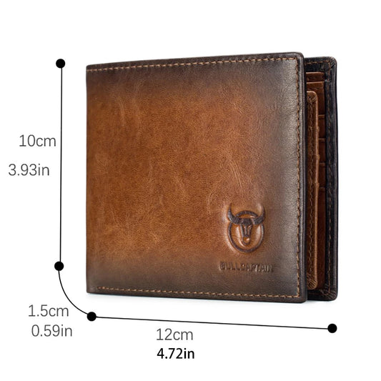 Genuine Leather Wallet for Men Retro contrasting colors RFID Blocking Slim Bifold Front Pocket Wallets Mens with 2 ID Window