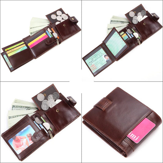 Men's Wallet Rfid Vintage Genuine Leather Wallets for Men Credit Card Holder Purse Money Bag Wallet Man