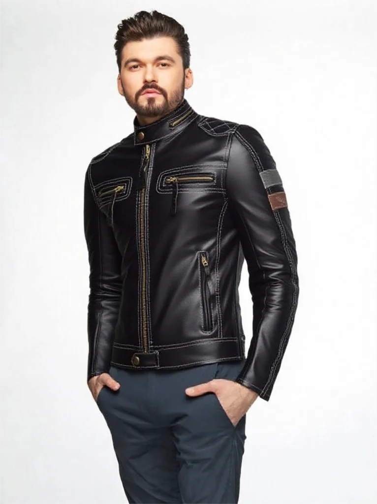 Black Winter Leather Jacket Men Motorcycle Style Plus Size 6XL Genuine Natural Cowhide Stand Collar Add Protection Device Coat