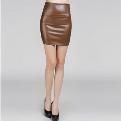 New Leather Skirt Women Fashion High Waist PU Leather Skinny Thicken Mini Hip Skirt Sexy for Sex Women's Skirt