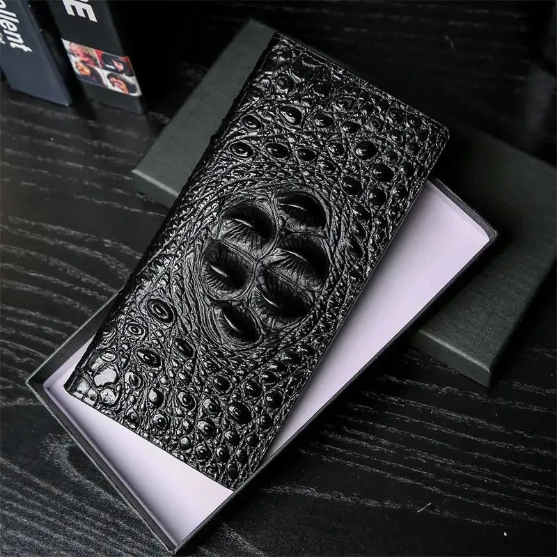 Men Wallets Business Long Crocodile Fashion Thin Short Wallet No Zipper 4 Color Pure Leather Card Wallets PJ194