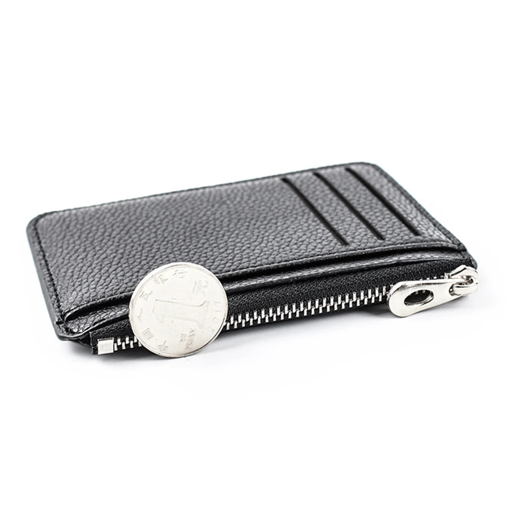 Men's Slim PU Leather Wallet Male Card Holder Mini Zipper Coin Purse Luxury Brand Designer Small Minimalist Wallet for Men