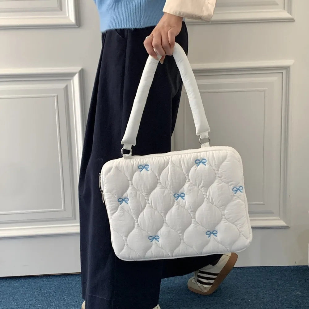 New 13-15.6inch Laptop Shoulder Bag Large Capacity Bowknot Tablet Sleeve Case Multifunctional Shockproof Laptop Handbag