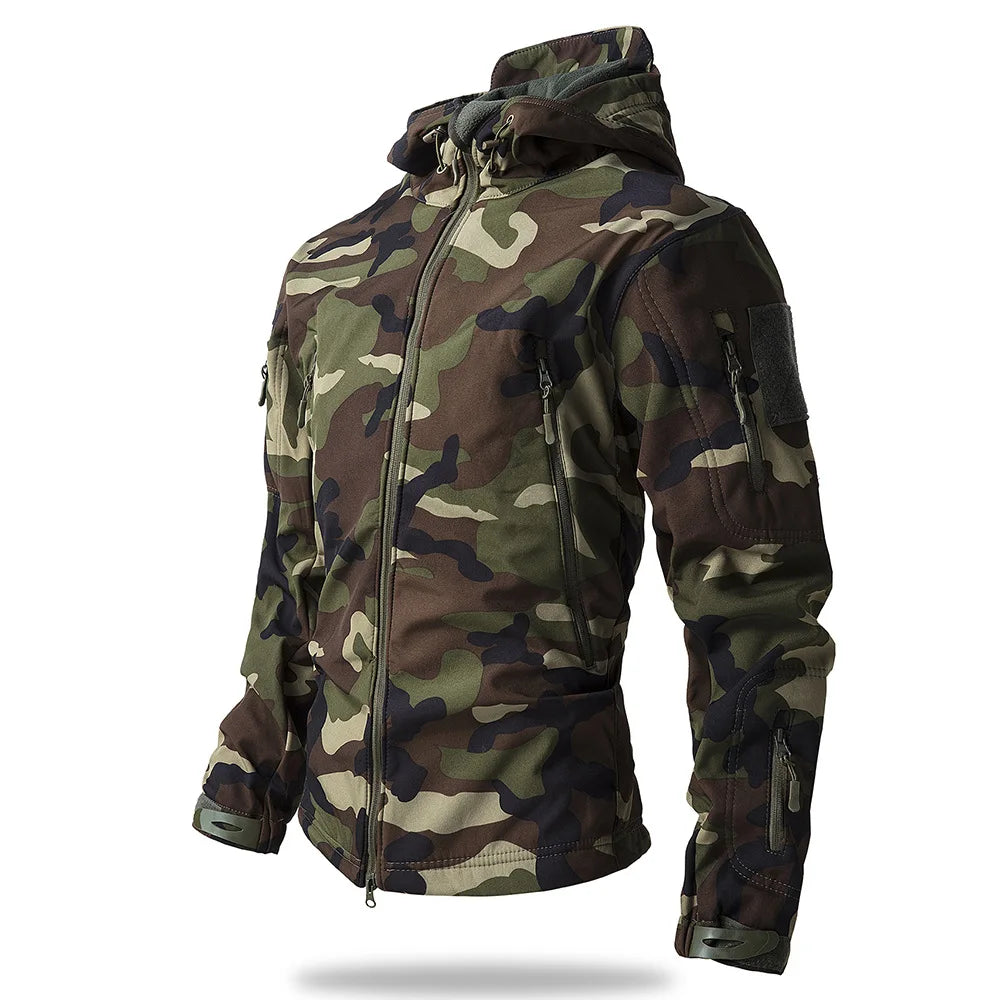 Men Outdoor Three-in-one All-weather Camouflage Assault Jackets Male Breathable Windbreaker Warm Coats Sportswear Jackets 4XL