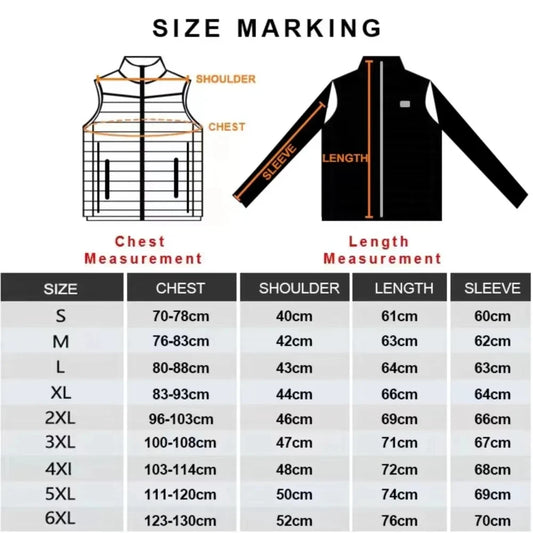 Heated Jacket Men Women USB Electric Self Heating Jacket Winter Coat Warm Hunting Camping Hiking Skiing Clothing 2-21 Areas