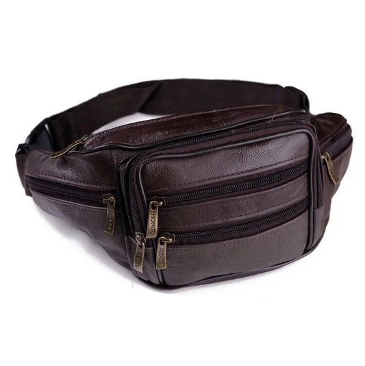 Men's Leather Multi-functional Waterproof Waist Bag - Mobile Phone Wallet Business Cashier Smaller Size