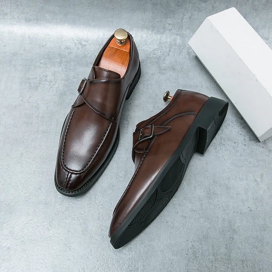 Leather Shoes For Men Fashion Buckle Classic Business Shoes for Male Luxury Brand Antiskid Cozy Men Loafers Design Shoes Men