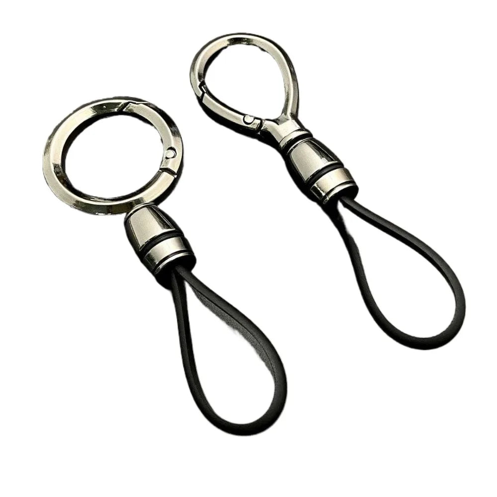 Leather Ropes Car Pendant Keyring Simple Hanging Car Men Women Personalized Keychain Buckle Stainless Charm Accessories