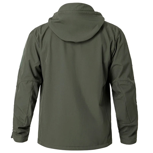 Men's Waterproof Softshell Tactical Jacket Winter Windproof Fleece Hoodie Jacket Outdoor Hiking Skiing Windbreaker Coat