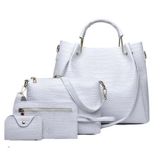 Women's Handbag 4-piece Set Women's Shoulder Bag Fashion Purse Vintage Leather Bag Large Capacity Handbag Inclined Shoulder Bag