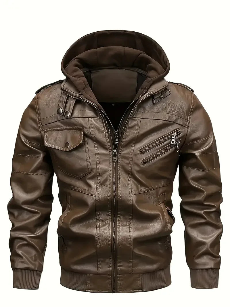 Motorcycle Leather Jackets Man Casual Fashion Motorcycle Coat Slim Fit Lapel PU Jackets Autumn Anti-wind Leather Coat Male