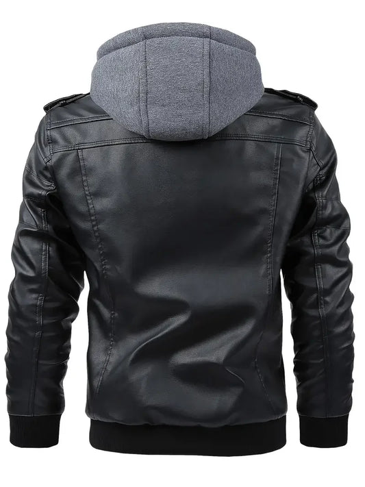 Motorcycle Leather Jackets Man Casual Fashion Motorcycle Coat Slim Fit Lapel PU Jackets Autumn Anti-wind Leather Coat Male