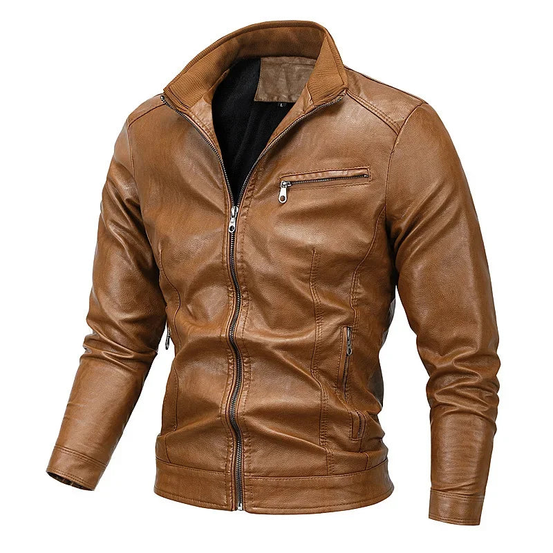 2026 New Men's Leather Jackes Fashion Windbreak Plus Fleece Motorcycle PU Leather Coats Man Casual Handsome Outwear Big Size 5XL