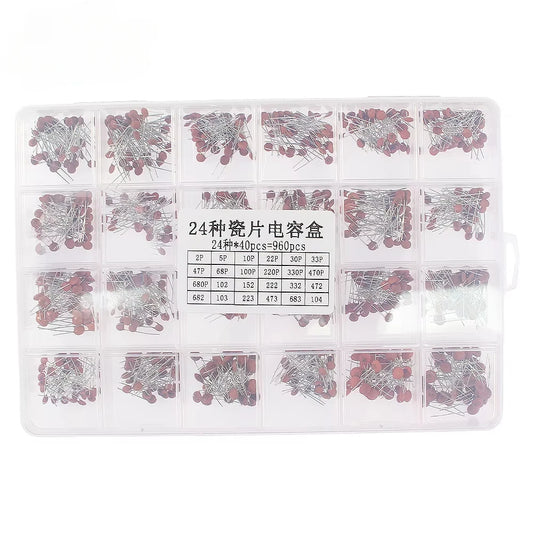300pcs/960pcs Ceramic Capacitor Kit Set 2pF-0.1uF Electronic Components Capacitor Assorted Kit IC Samples DIY
