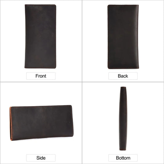 JOYIR Genuine Leather Wallet Men Leather Long Wallet Clutch Bag Vintage Male Purse for Checkbook Credit Cards Minimalist Purses