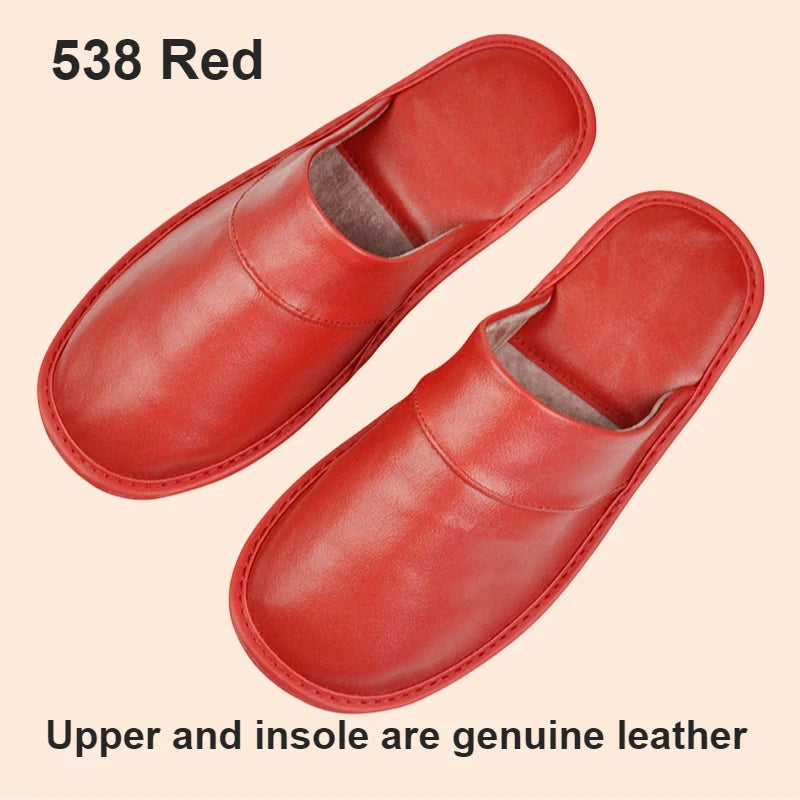 Soft Sheepskin Leather Slippers Homes in indoor slipper Spring Autumn men women elderly non-slip casual single shoes summer