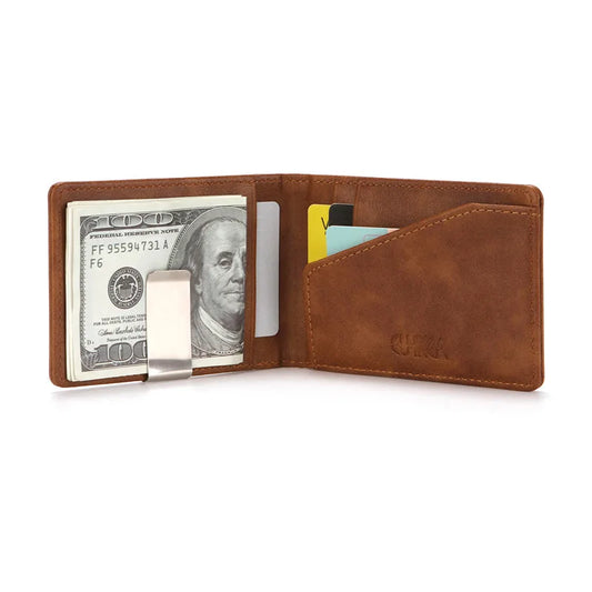 Fashion Men's PU Leather Money Clips Wallet Multifunctional Thin Man Card Purses Women Metal Clamp For Money