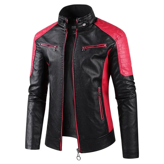 Men Stand Collar Motorcycle Leather Jackets Slim Fit PU Leather Coats Quality New Fashion Male Autumn Casual Leather Jackets 5XL