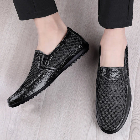 Leather Men Shoes Casual 2025 Men Loafers Moccasins Summer Breathable Slip on Boat Shoes Brand Driving Shoes Plus Size 38-47