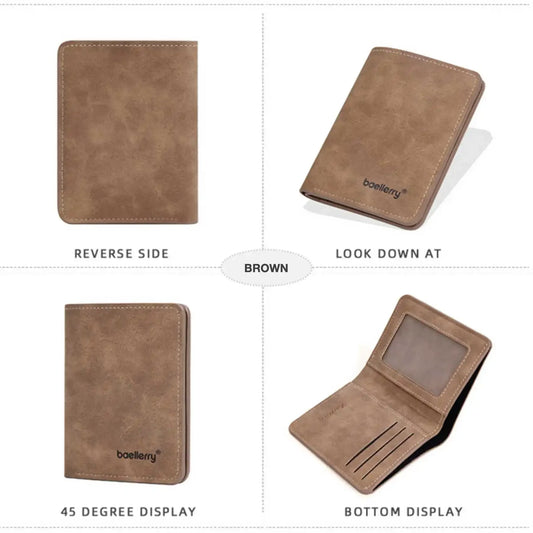 Thin Sanded Leather Multi-Card Driver's License Card Holder Simple Casual New Business Multi-Function Bifold Men's Short Wallet