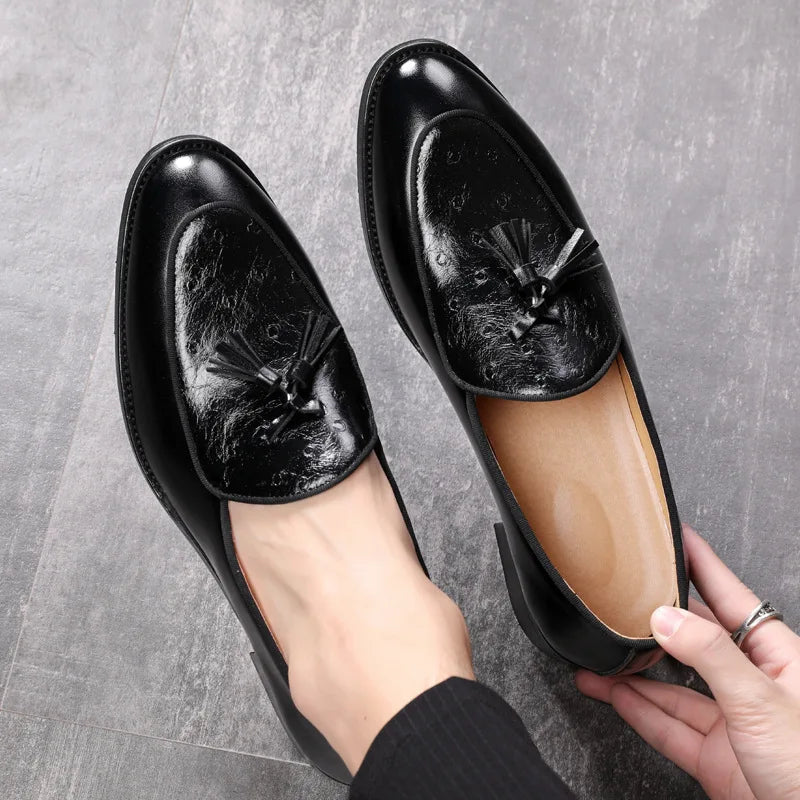 Italian Leather Man Shoes Loafers Office Shoes for Men Driving Mocassin Man Comfortable Slip-on Wedding Shoes for Men