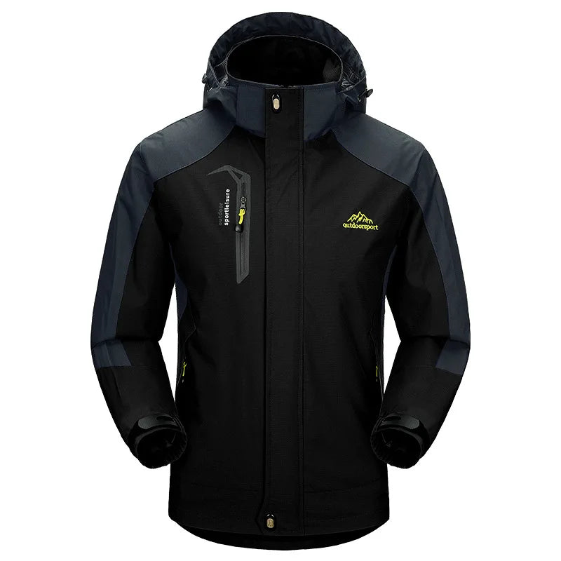 Men's Waterproof Windproof Rain Jacket Hiking Trekking Ski Outdoor Sports Coat Lightweight Packable Hooded Raincoat for Travel