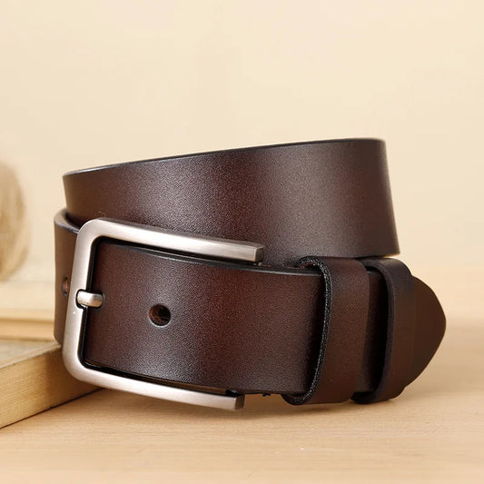 3.7cm Wide Men's Synthetic Leather Belt with Metal Pin Buckle, Casual Jeans Belt for Men, Unisex Synthetic Leather Pants Belt