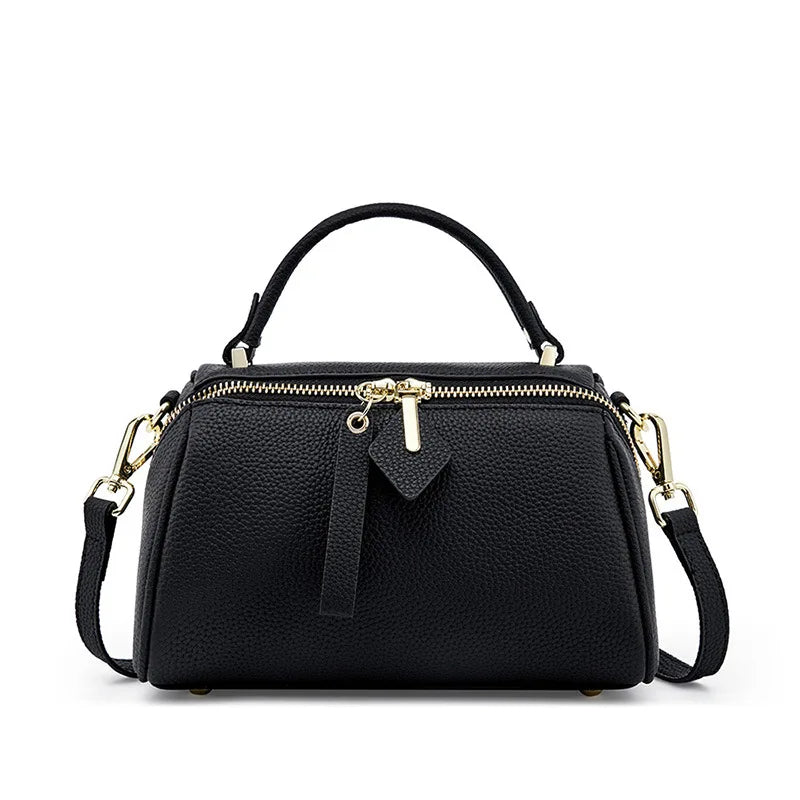 Leather leather handbag Boston simple shoulder cross-body pillow women 2025 high-end sense large capacity removable strap