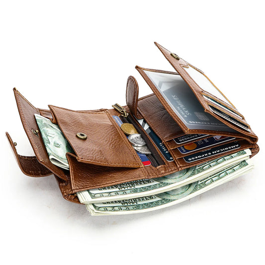 WESTAL Leather Wallet Men's Multi-Function Card Bag Short Money Clip Layer Cowhide Premium Men's Wallet
