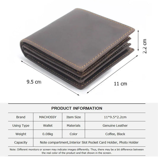 100% Genuine Leather Simple Design Retro RFID Wallet for Men with Cardholder Money Bags Men's Oil Wax Skin Short Wallets