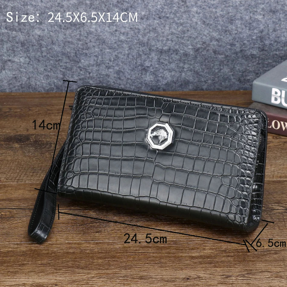 Men's Genuine Leather Clutch Bag English Style Handheld Wallet Business Casual Use Credit Card Holder Money Clip