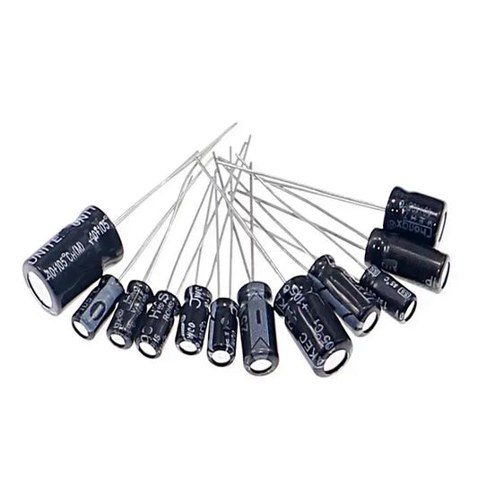 120pcs Electrolytic Capacitor Aluminum Electrolytic Capacitor Kit 12 Values 1uF-470uF DIP Electrolyte Capacitors