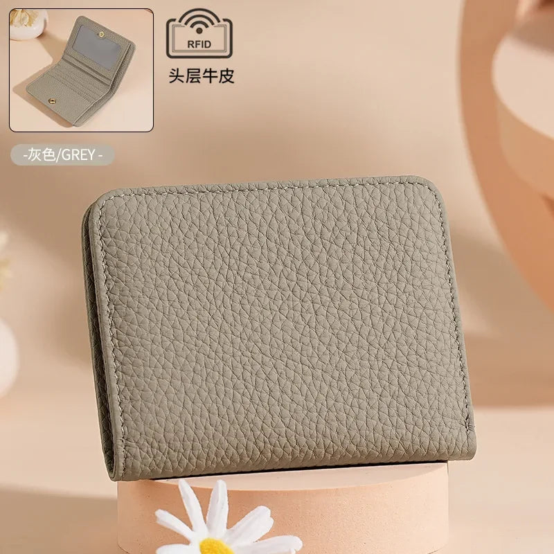 New Genuine Leather Women's Wallet Simple Mini Womens Wallets Card Bag Zipper Small Coin Bag Purse