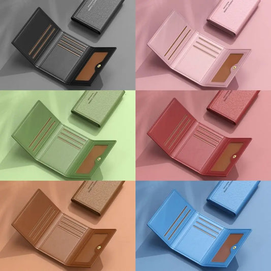 Fashion Leather Men Card Wallets Large Capacity Solid Color Male Purse Multifunctional Multi-card Card Holder Women
