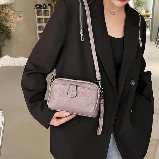 Women Genuine Leather Shoulder Bag New Casual Female Small Crossbody Bags For Women Bag Cell Phone Bag Day Clutches