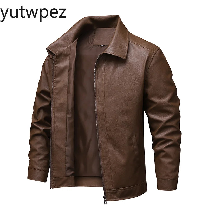 Streetwear Casual Blazer Jackets Male Outerwear Men's Slim Fit Lapel Leather Jacket Suit Short Coat Men Fashion Leather Jacket