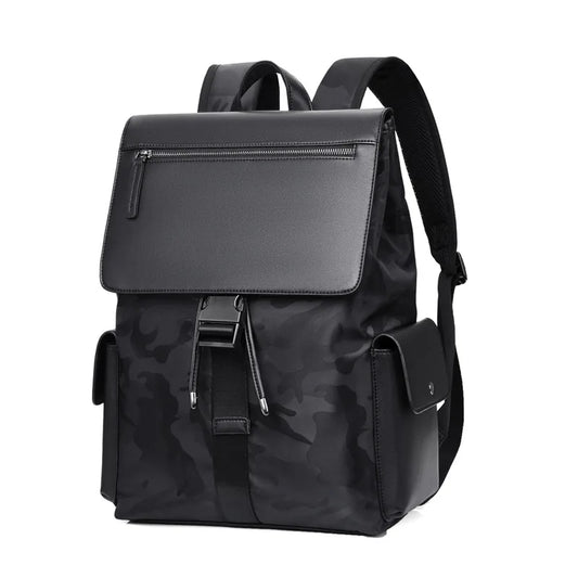 Fashion Business Laptop Backpack Men's Leather Large Capacity College Student Schoolbag Waterproof Travel Boarding Backpack