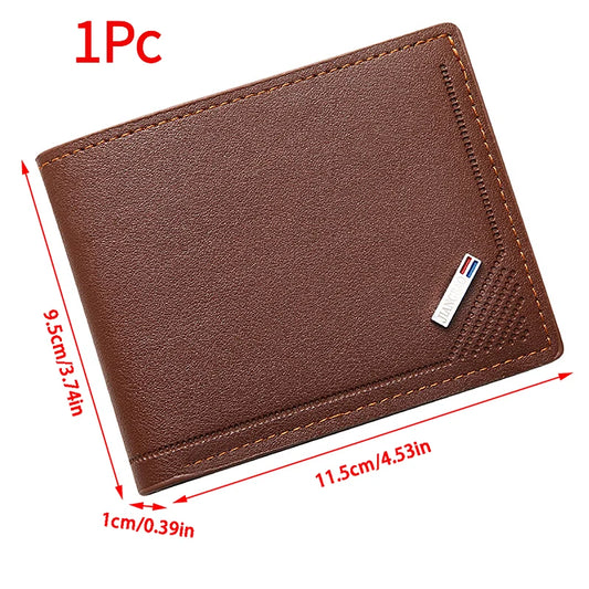 1Pc Vintage PU Leather Wallet Minimalist Purse For Men Money Change Pouch Credit Card Holder Man Birthday Gifts‘