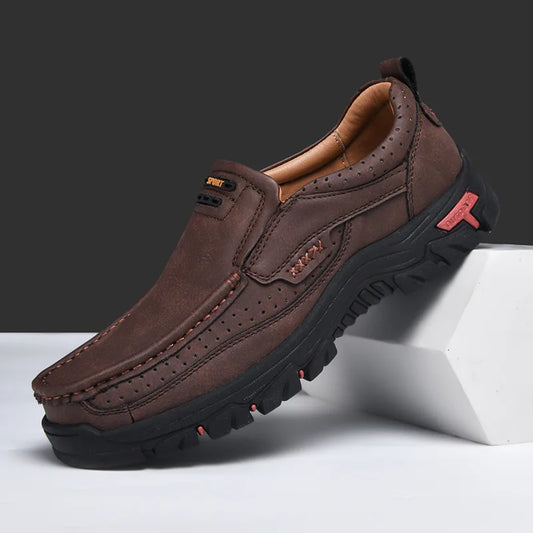 2025 Handmade Shoes Genuine Leather Casual Shoe for Men Flat Platform Walking Outdoor Footwear Loafers Large Size 50