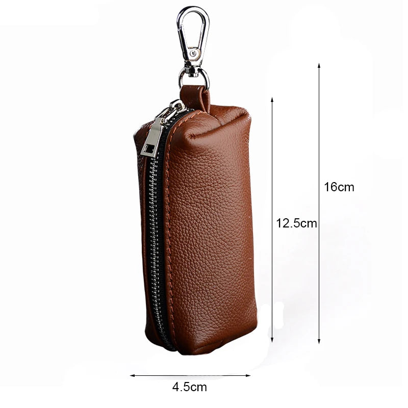 Genuine Leather Large Keychain Change Bag For Men Women Fashion Clutch Key Holder Organizer Coin Purse Coin Change Storage Bag