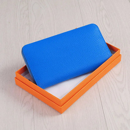 All Leather Women Wallet Long Zipper Luxury Designer Large Capacity Thin Phone Clutch Purse Credit Card Money Bag with Gift Box