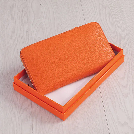 All Leather Women Wallet Long Zipper Luxury Designer Large Capacity Thin Phone Clutch Purse Credit Card Money Bag with Gift Box