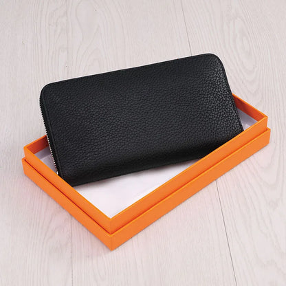 All Leather Women Wallet Long Zipper Luxury Designer Large Capacity Thin Phone Clutch Purse Credit Card Money Bag with Gift Box