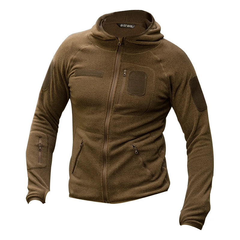 Men's Tactical Training Fleece Jacket Outdoor Cardigan Hooded Sweater Camping Hiking Fishing Hunting Coat Sport Clothes Spring